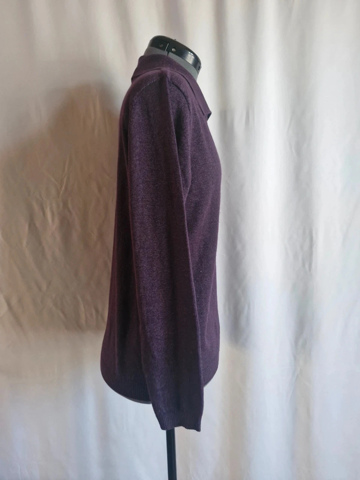 Adoré Paris S/M plum purple fine knit polo collar long sleeves polo shirt – photo 3
